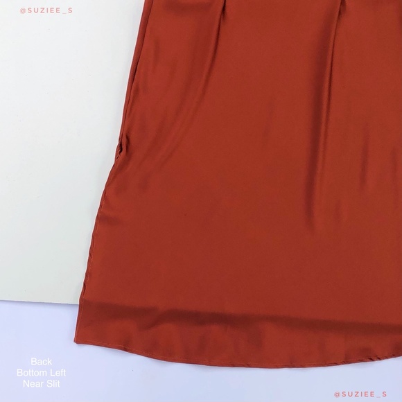 Andamane Delphina Rust Red Orange Silk Satin Slip Midi Dress Side Slit  M NWT - Picture 9 of 16